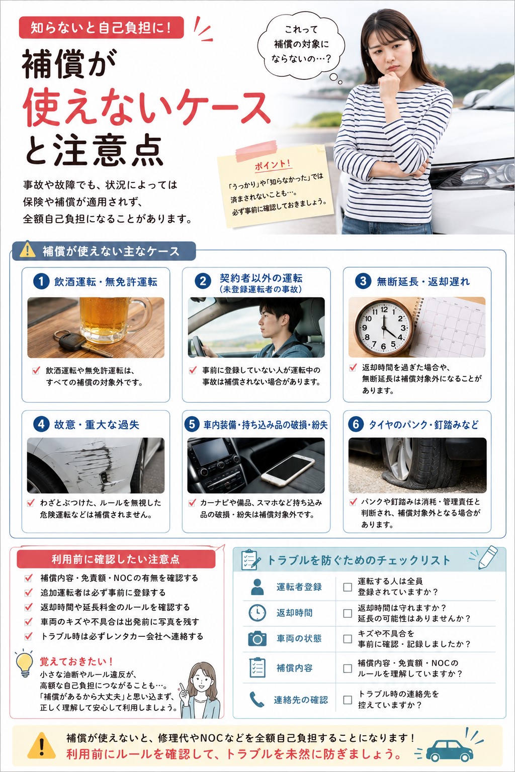 補償が使えないケースと注意点