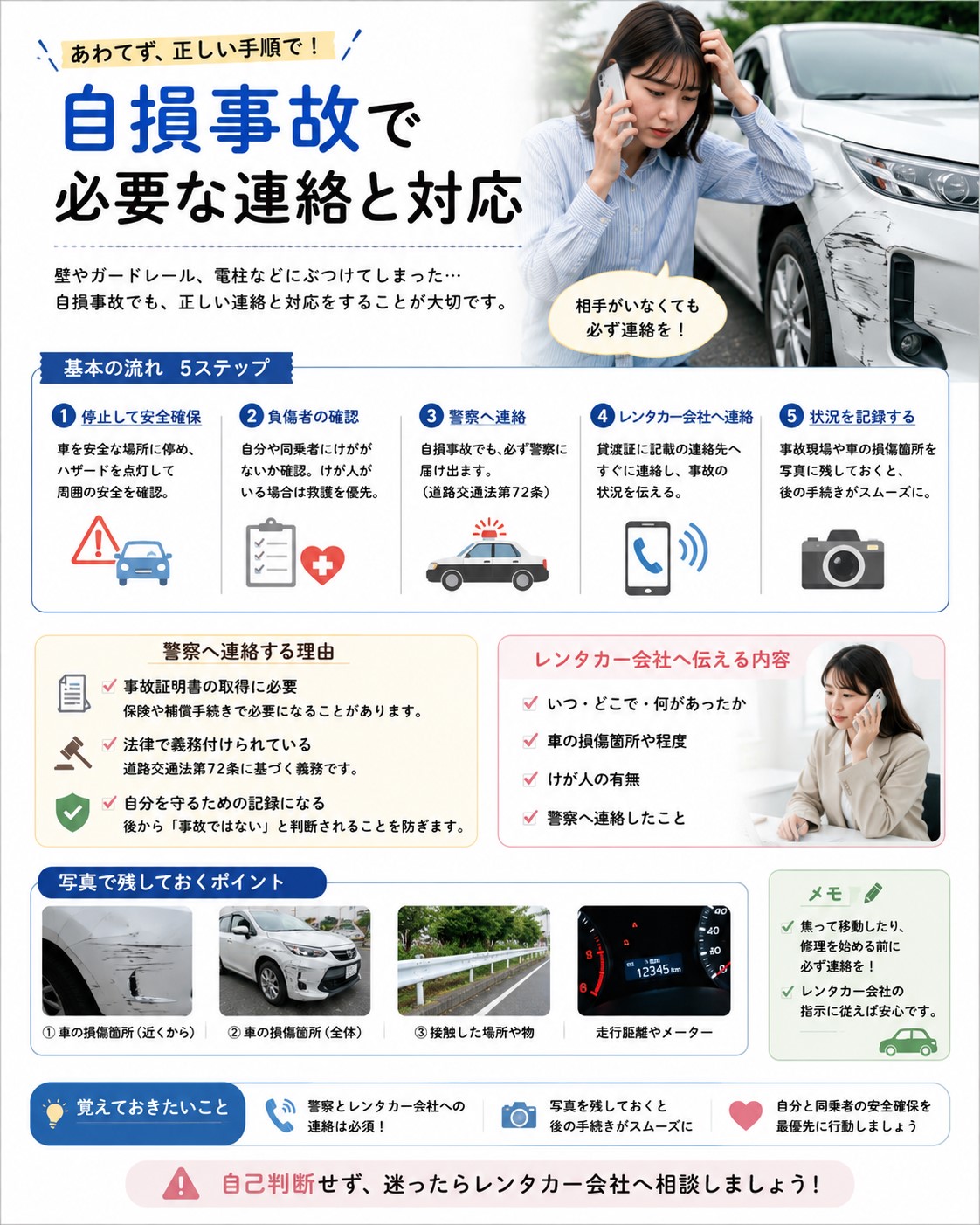 自損事故で必要な連絡と対応