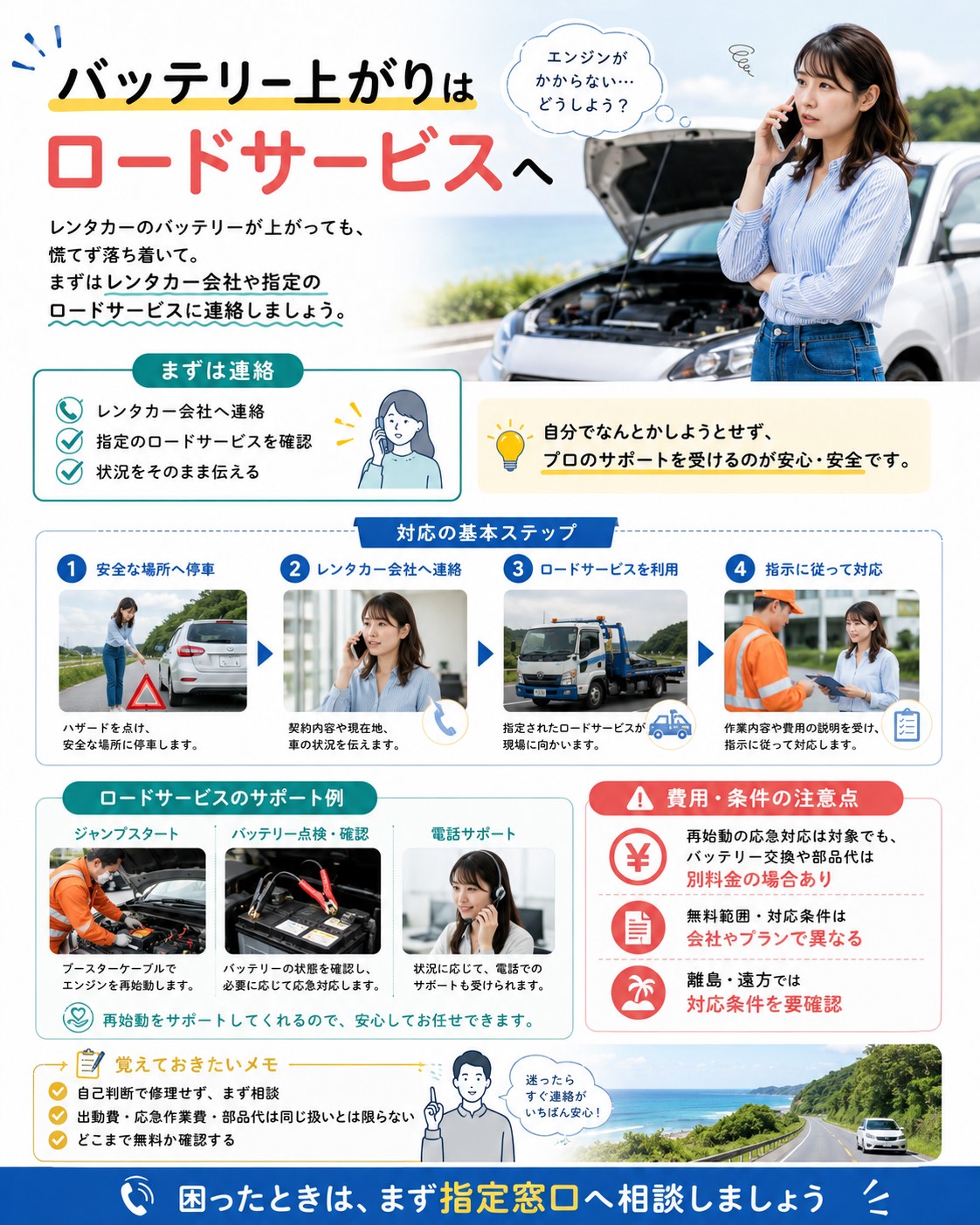 バッテリー上がりはロードサービスへ