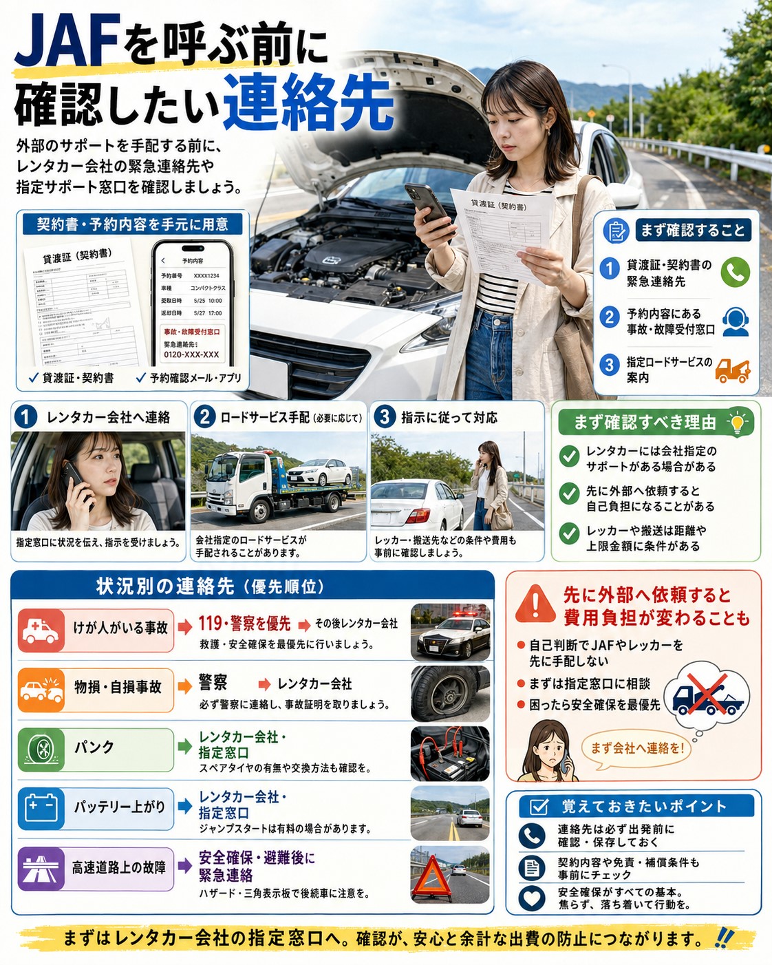 JAFを呼ぶ前に確認したい連絡先