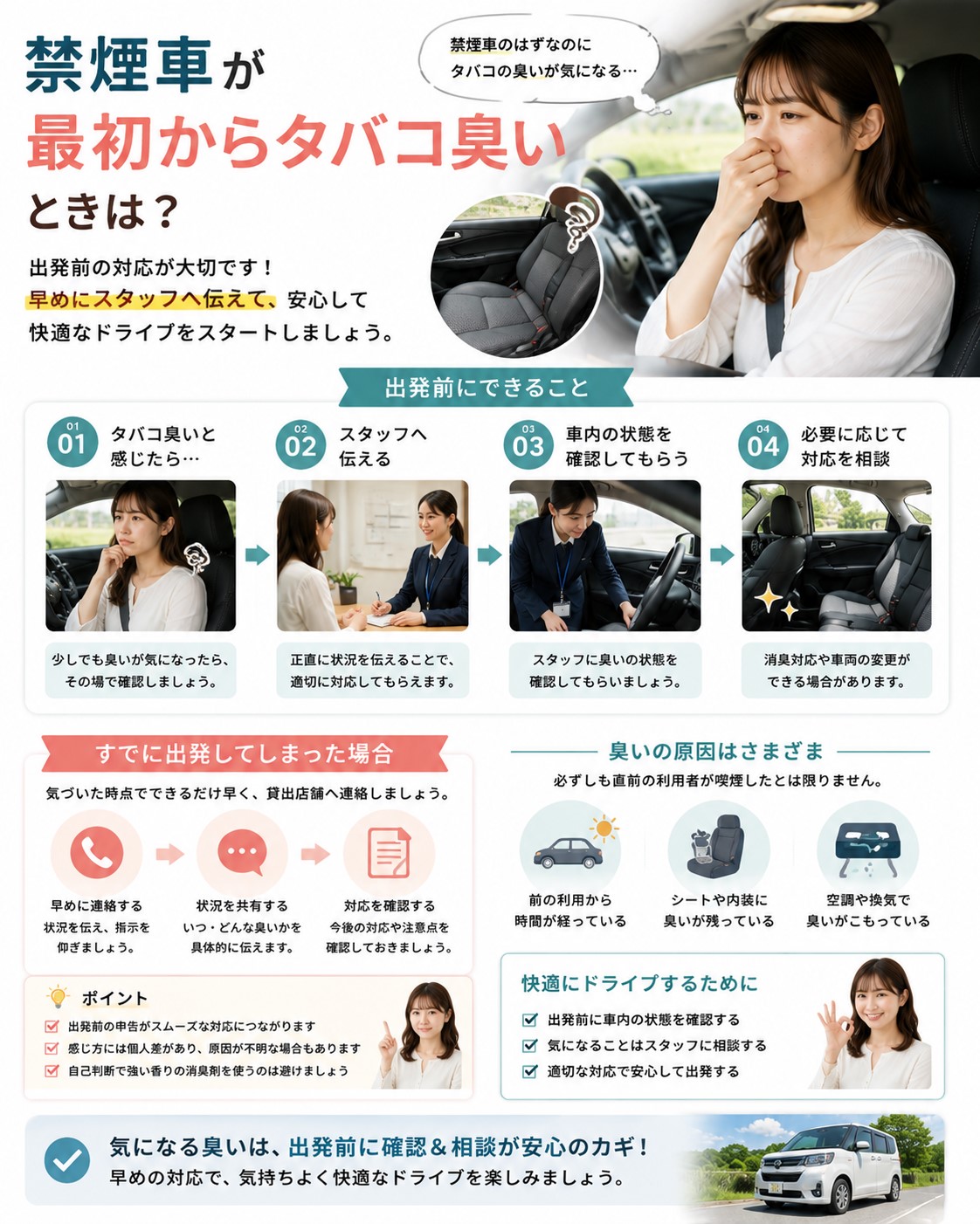 禁煙車が最初からタバコ臭いときは？