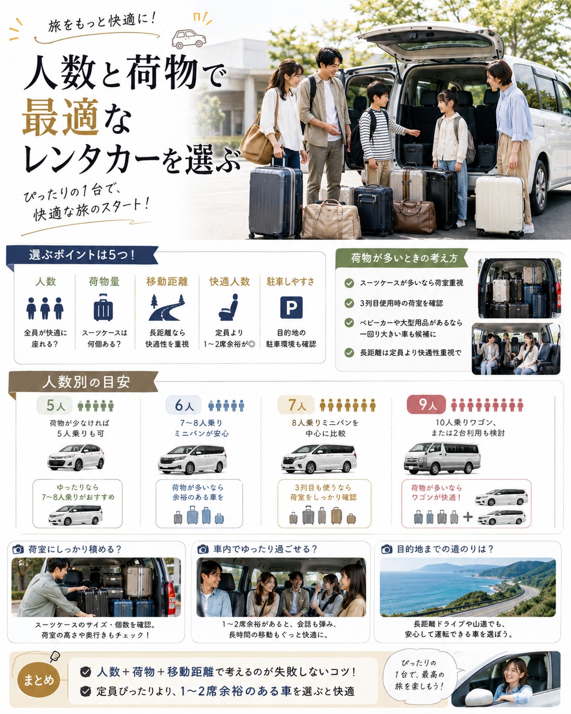 人数と荷物で最適なレンタカーを選ぶ