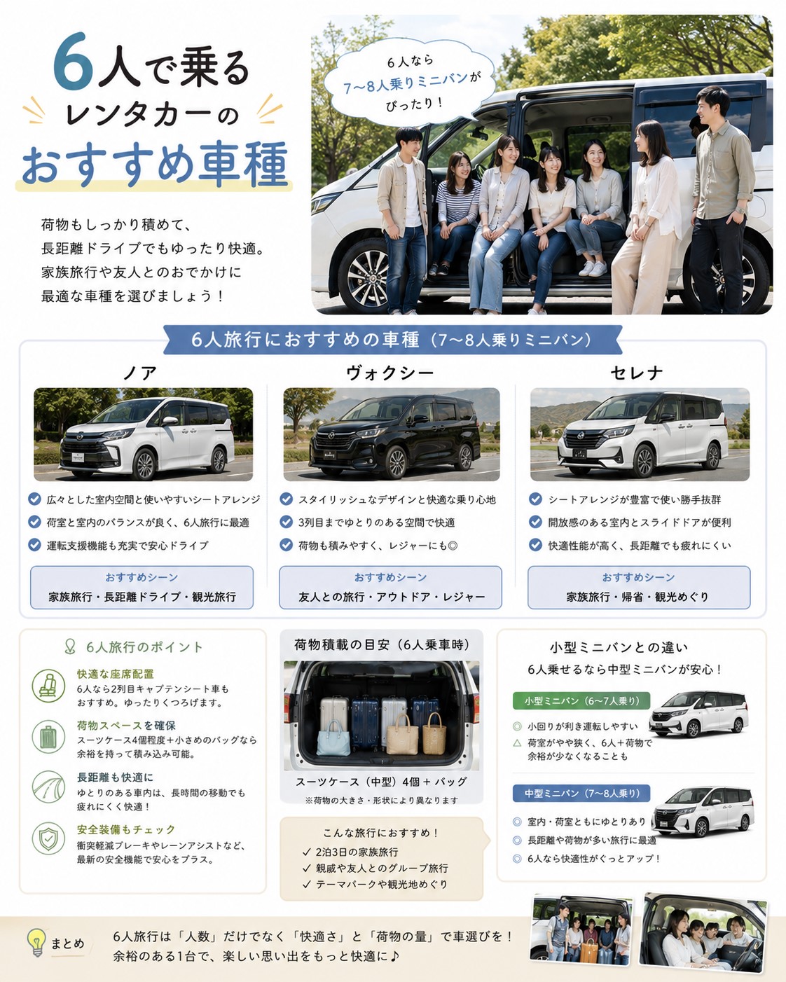 6人で乗るレンタカーのおすすめ車種
