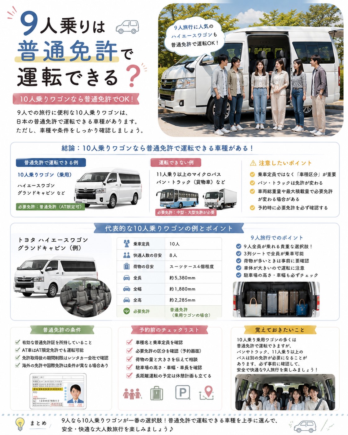 9人乗りは普通免許で運転できる？