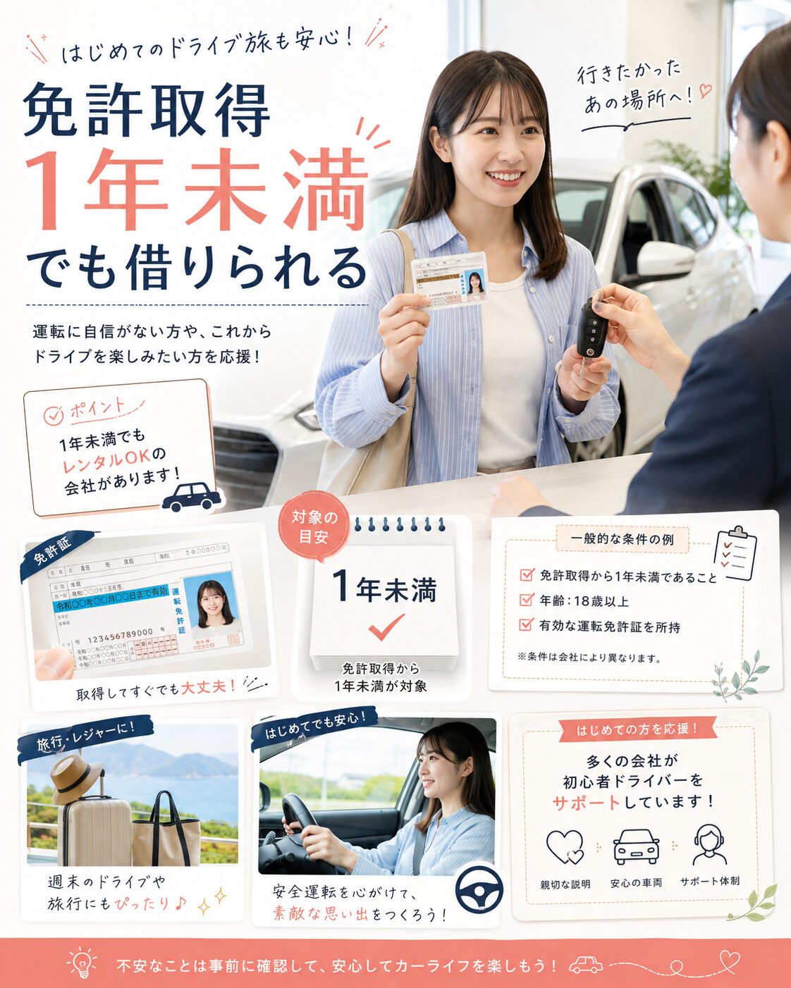免許取得1年未満でも借りられる