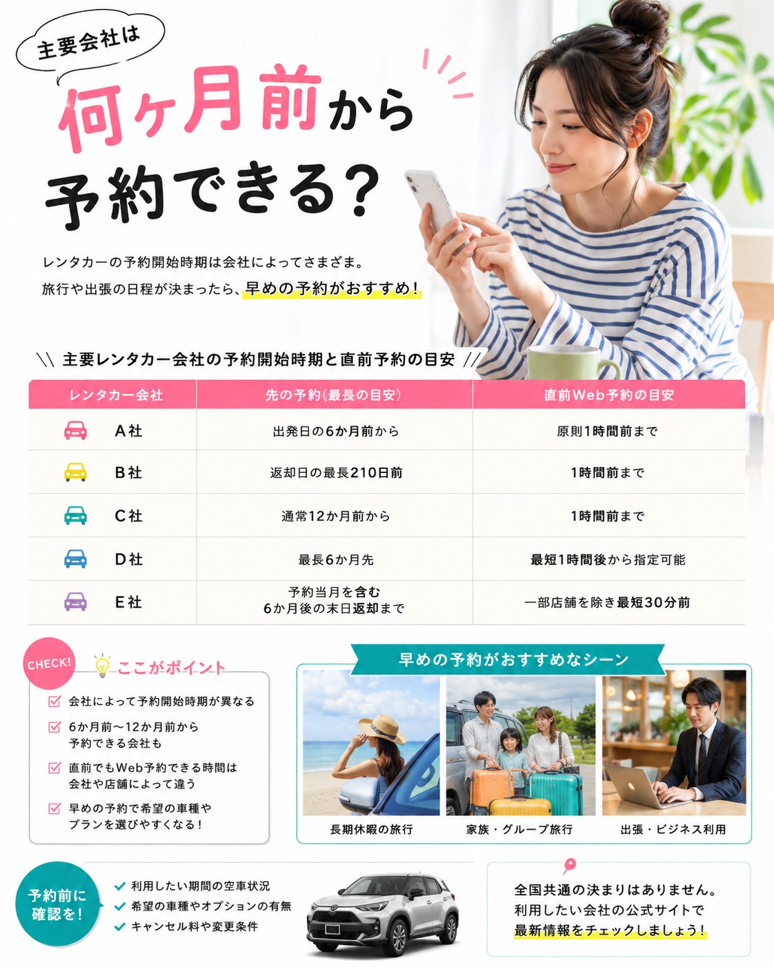 主要会社は何ヶ月前から予約できる？
