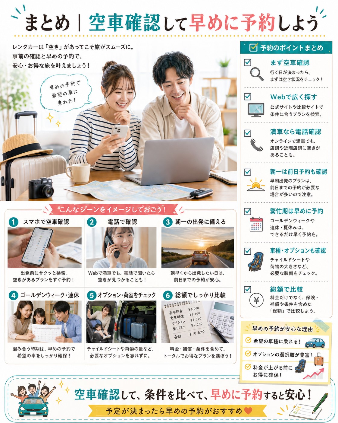 まとめ｜空車確認して早めに予約しよう