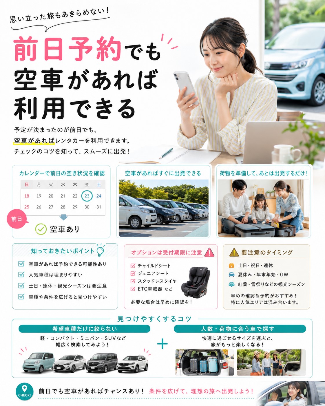 前日予約でも空車があれば利用できる