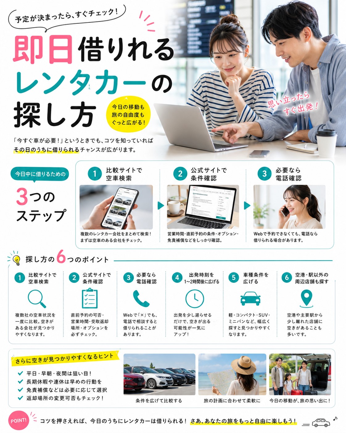 即日借りれるレンタカーの探し方