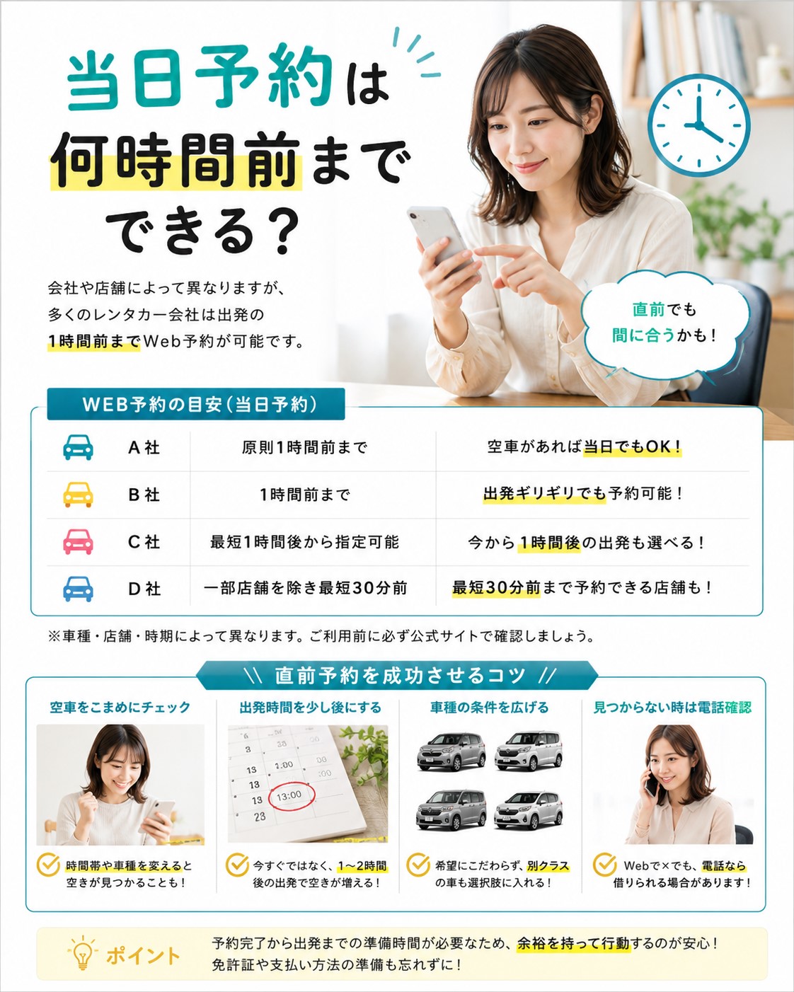 当日予約は何時間前までできる？