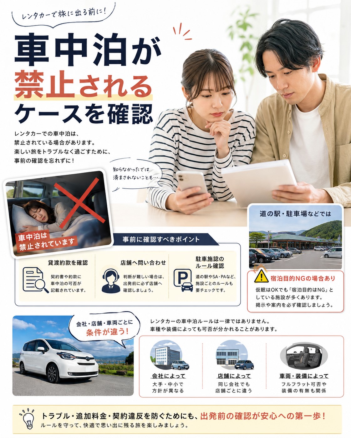 車中泊が禁止されるケースを確認