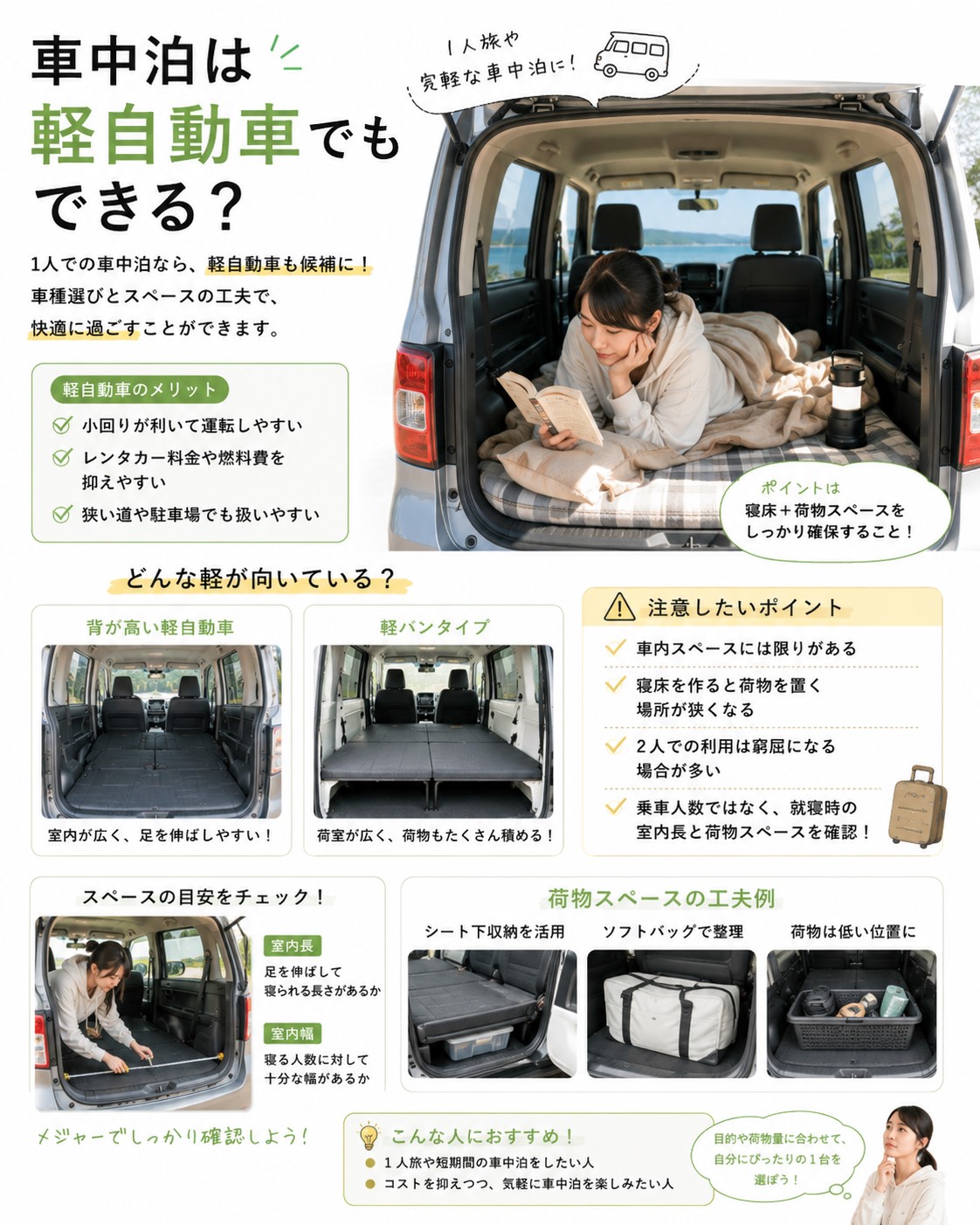車中泊は軽自動車でもできる？