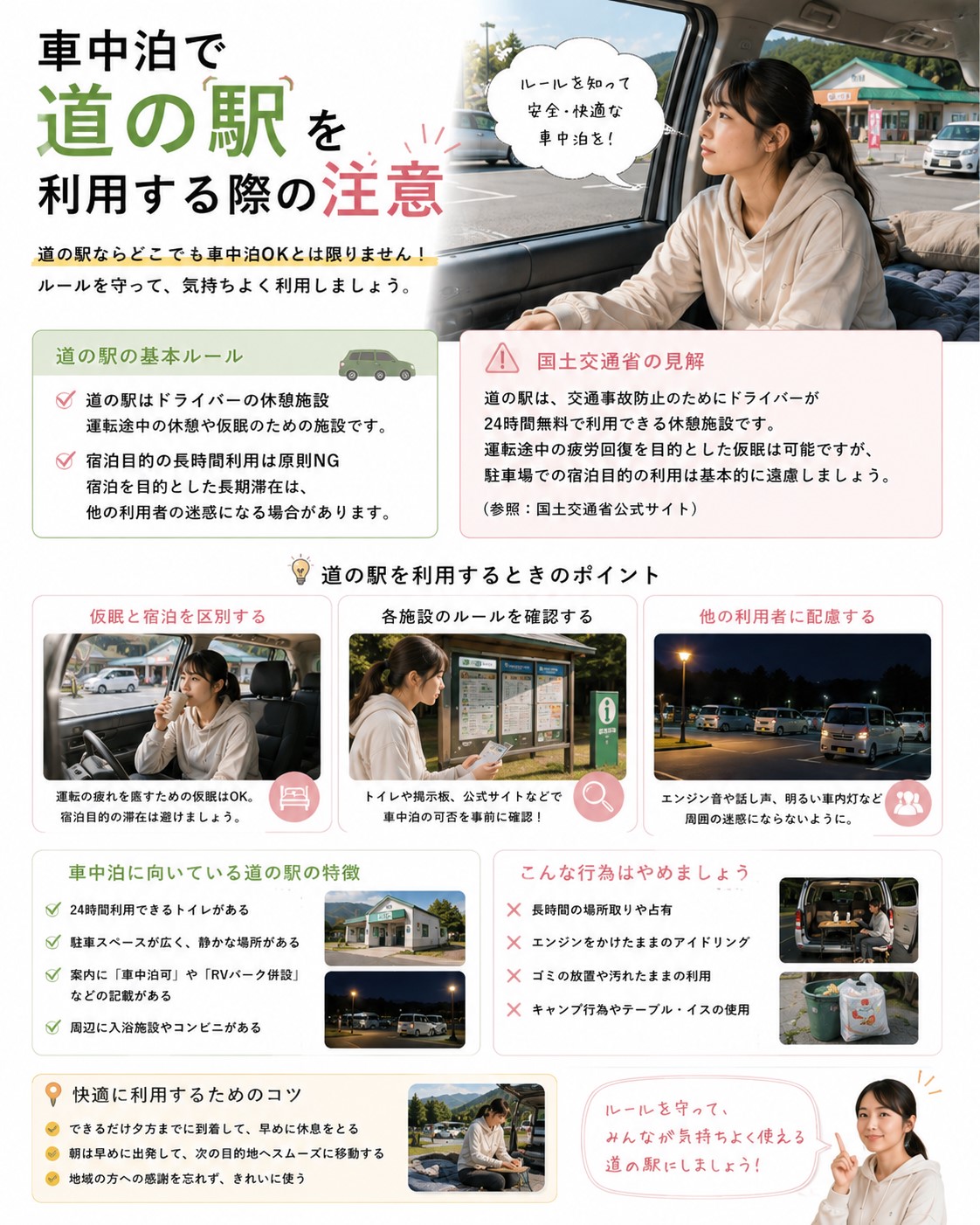 車中泊で道の駅を利用する際の注意