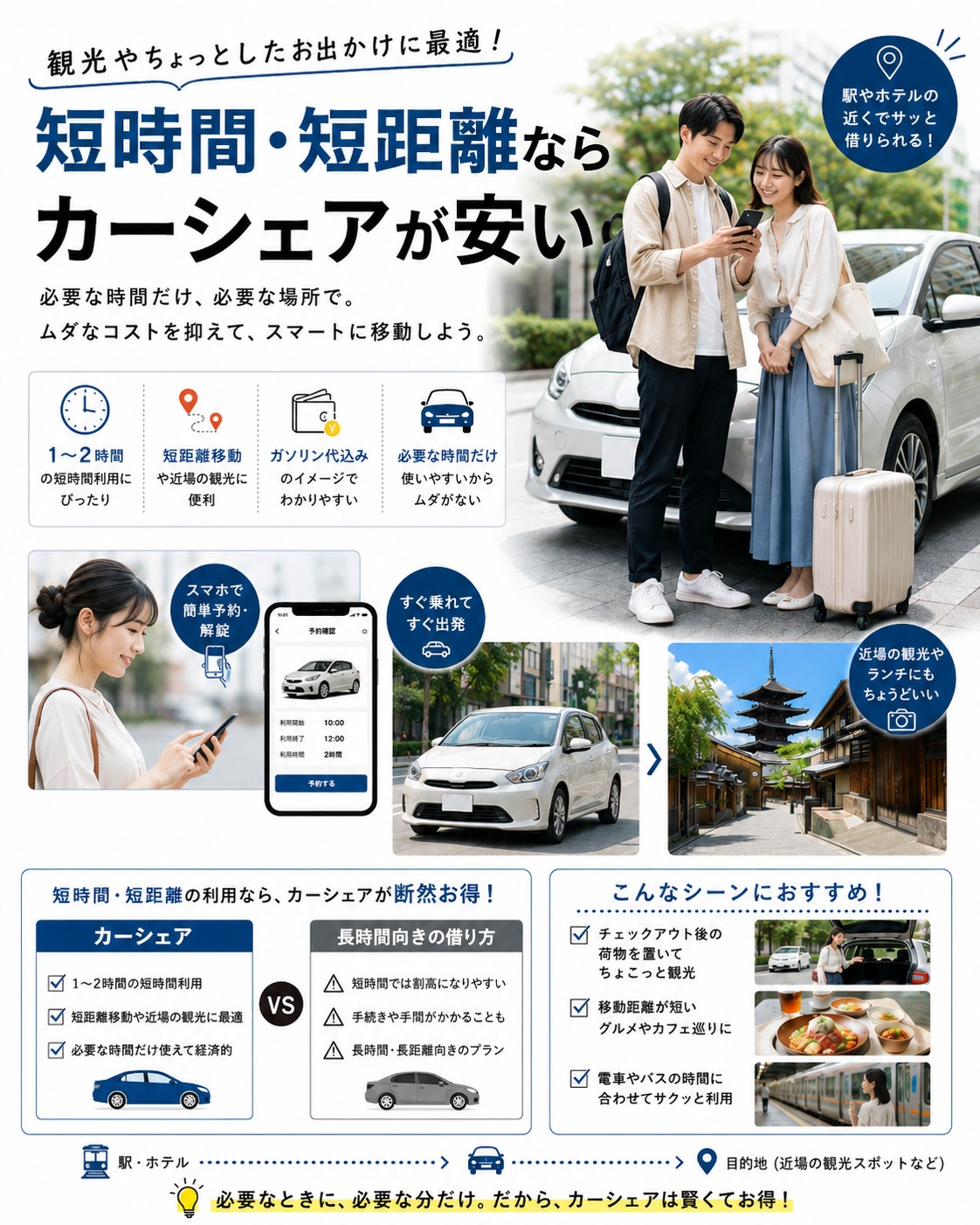 短時間・短距離ならカーシェアが安い？