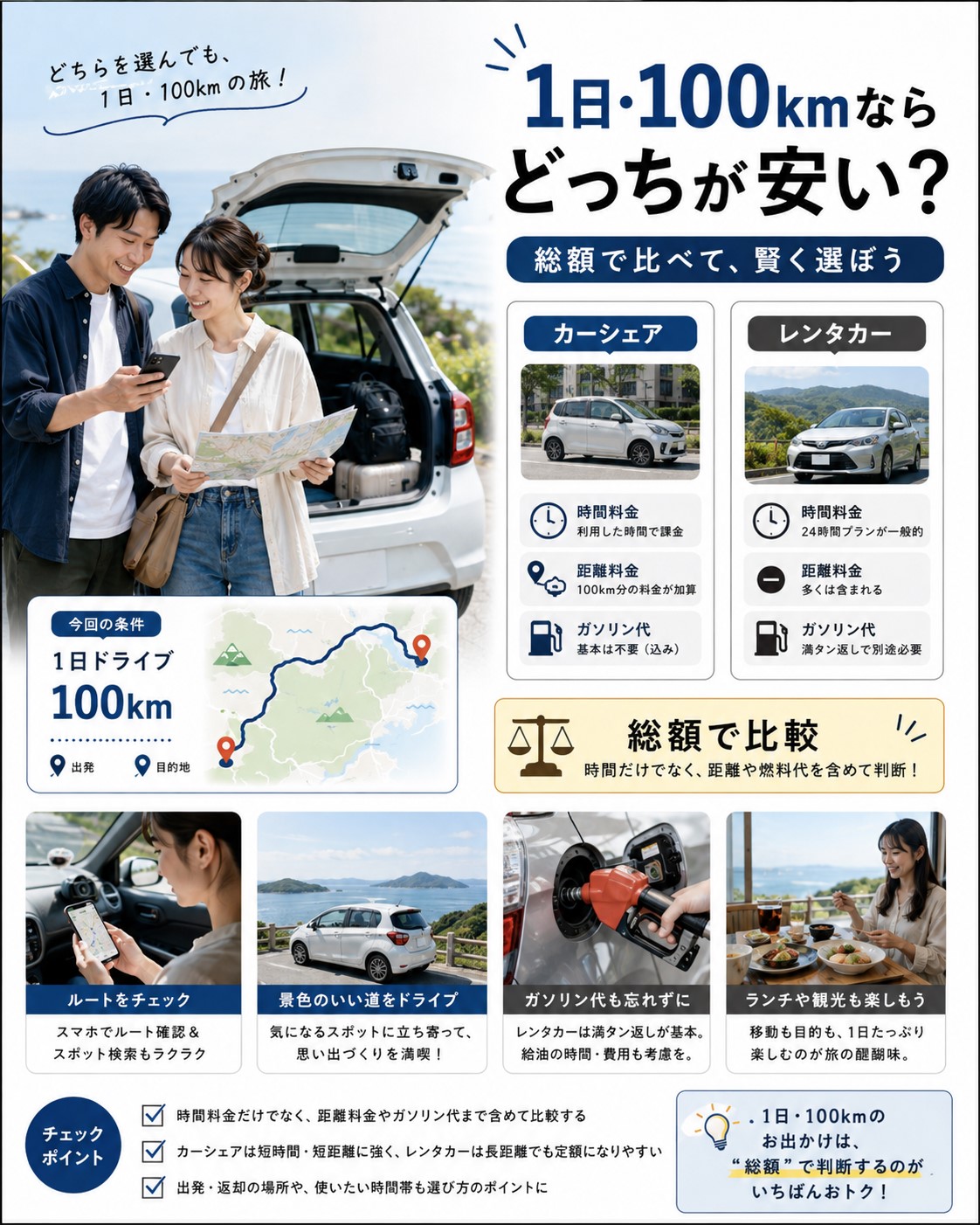 1日・100kmならどっちが安い？