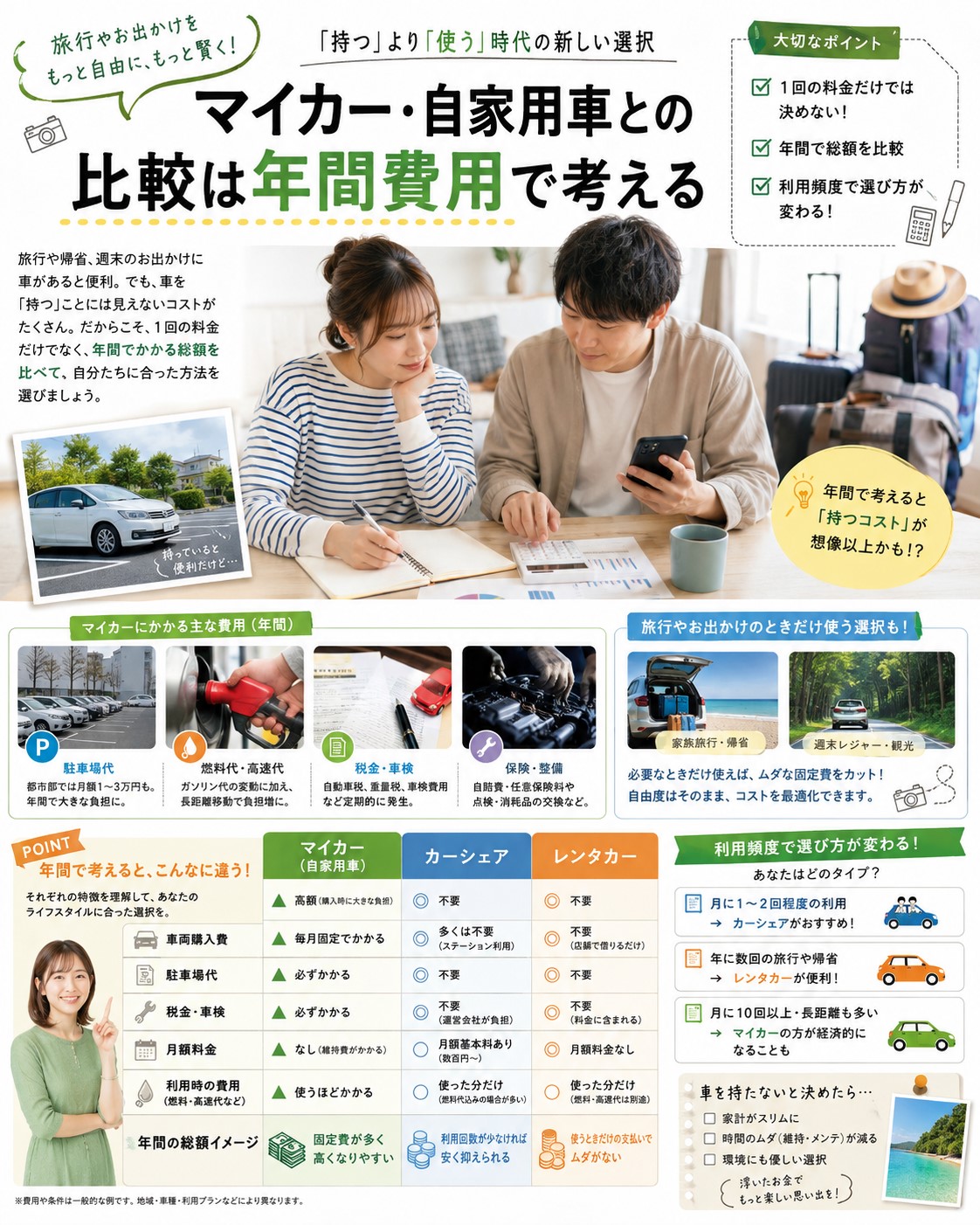 マイカー・自家用車との比較は年間費用で考える