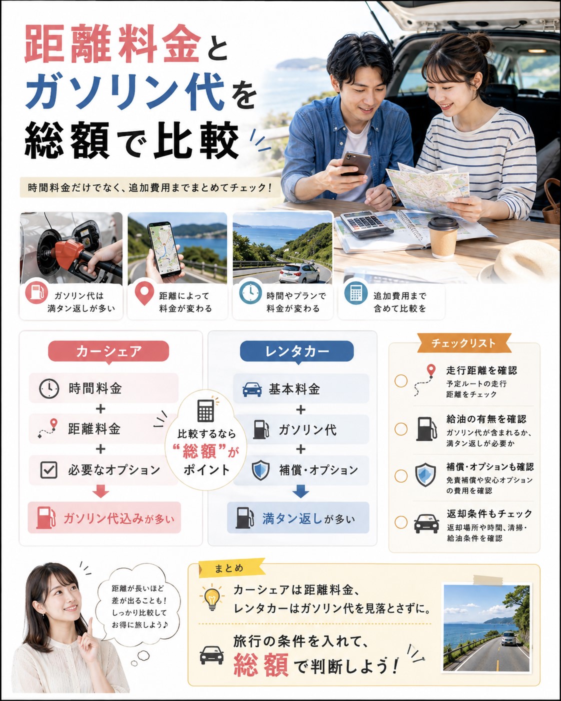 距離料金とガソリン代を総額で比較