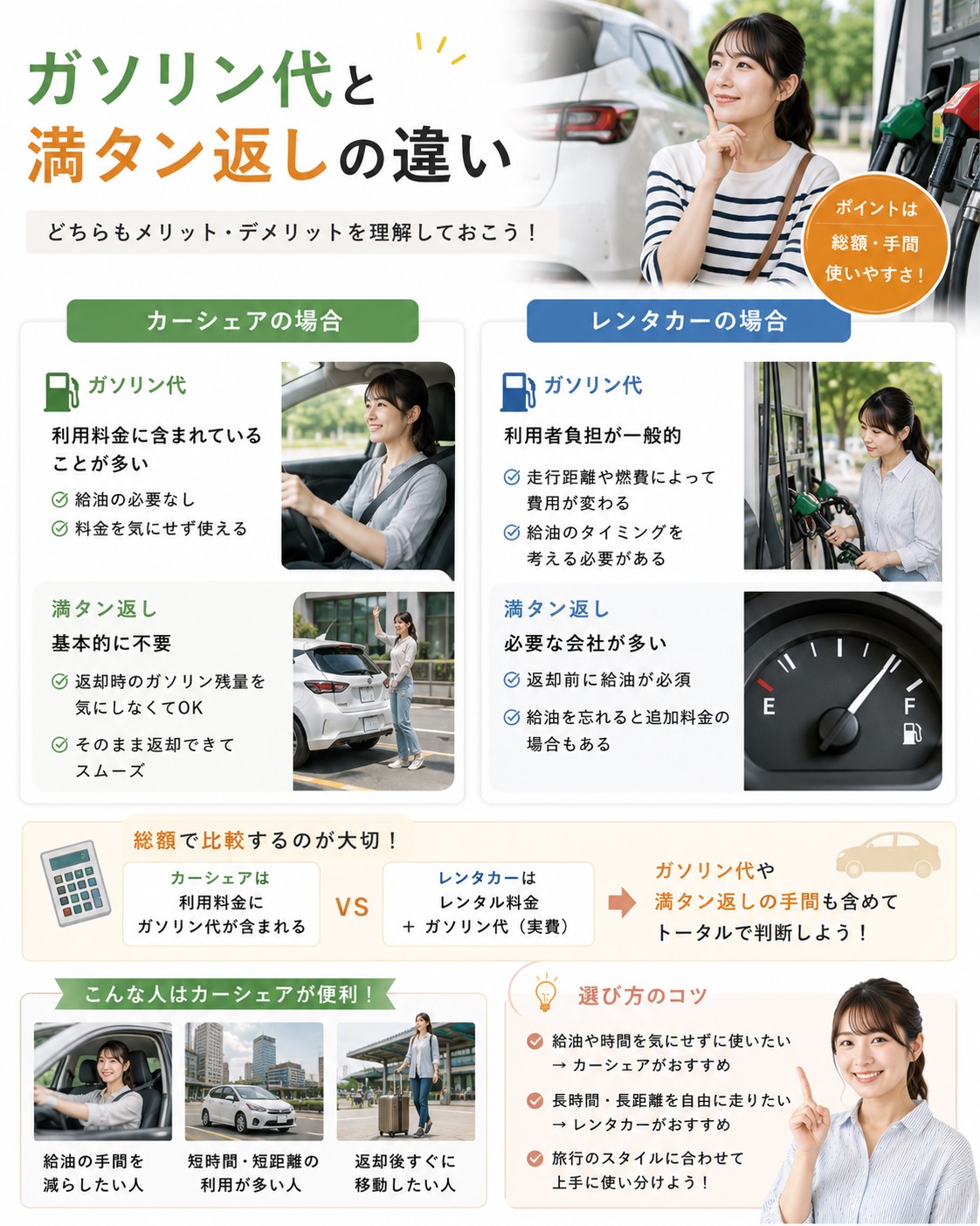 ガソリン代と満タン返しの違い