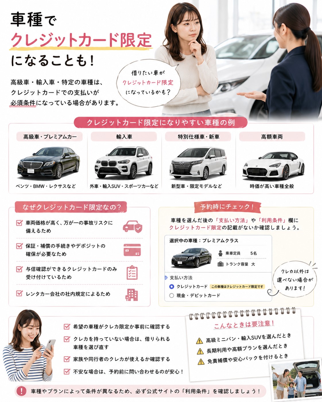 車種でクレジットカード限定になる