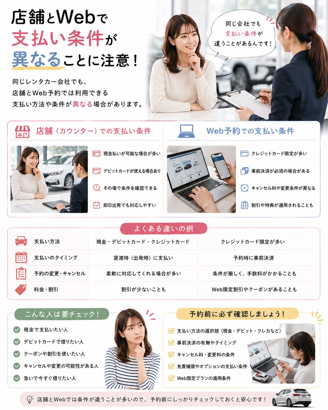 店舗とWebで支払い条件が異なる