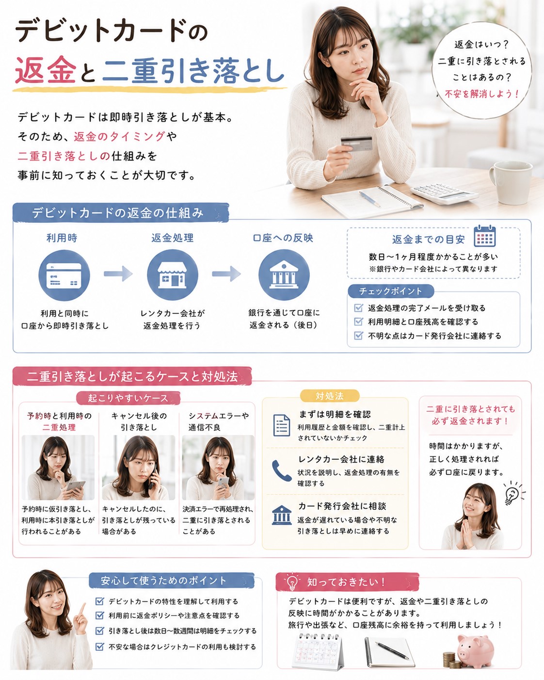 デビットカードの返金と二重引き落とし