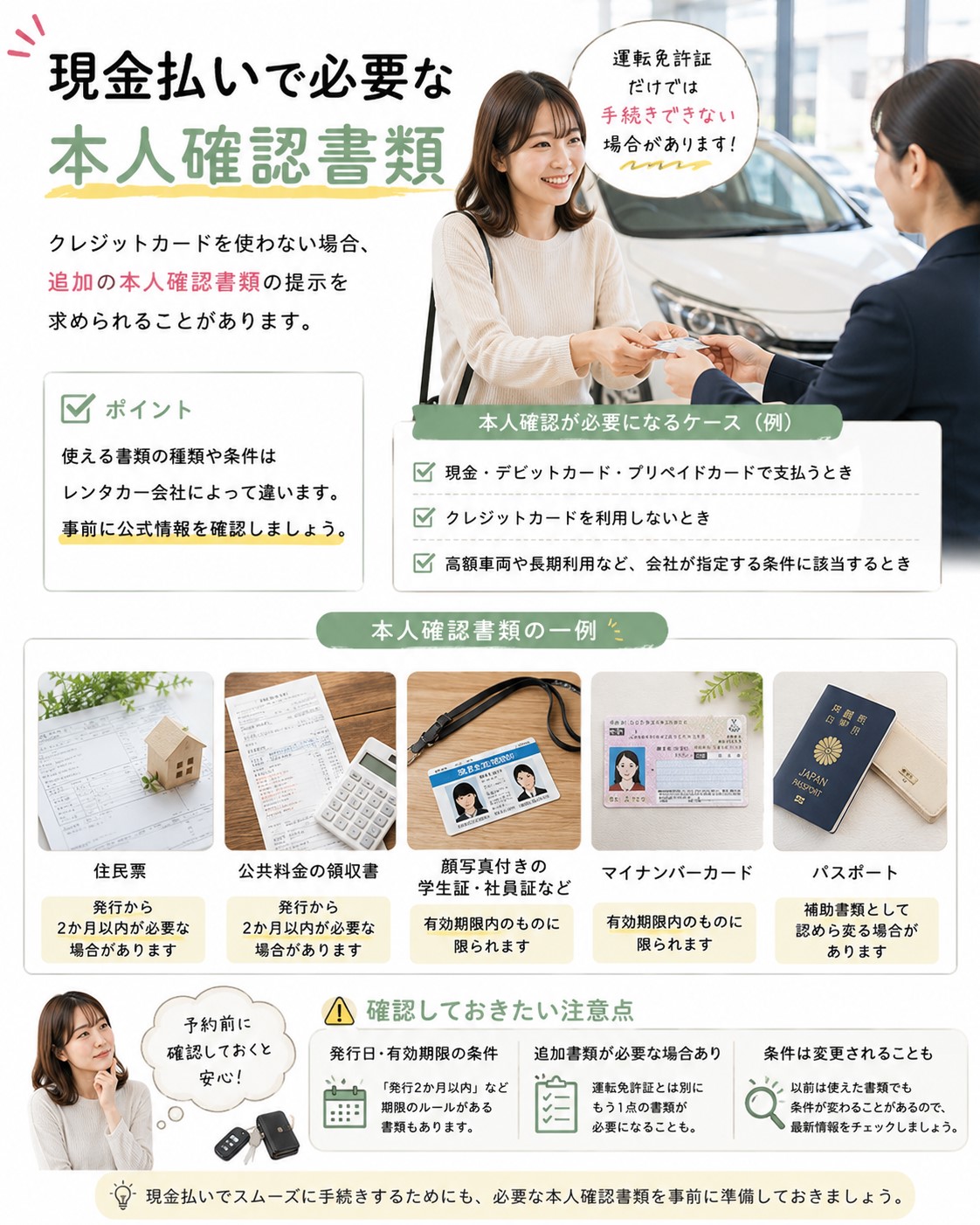現金払いで必要な本人確認書類