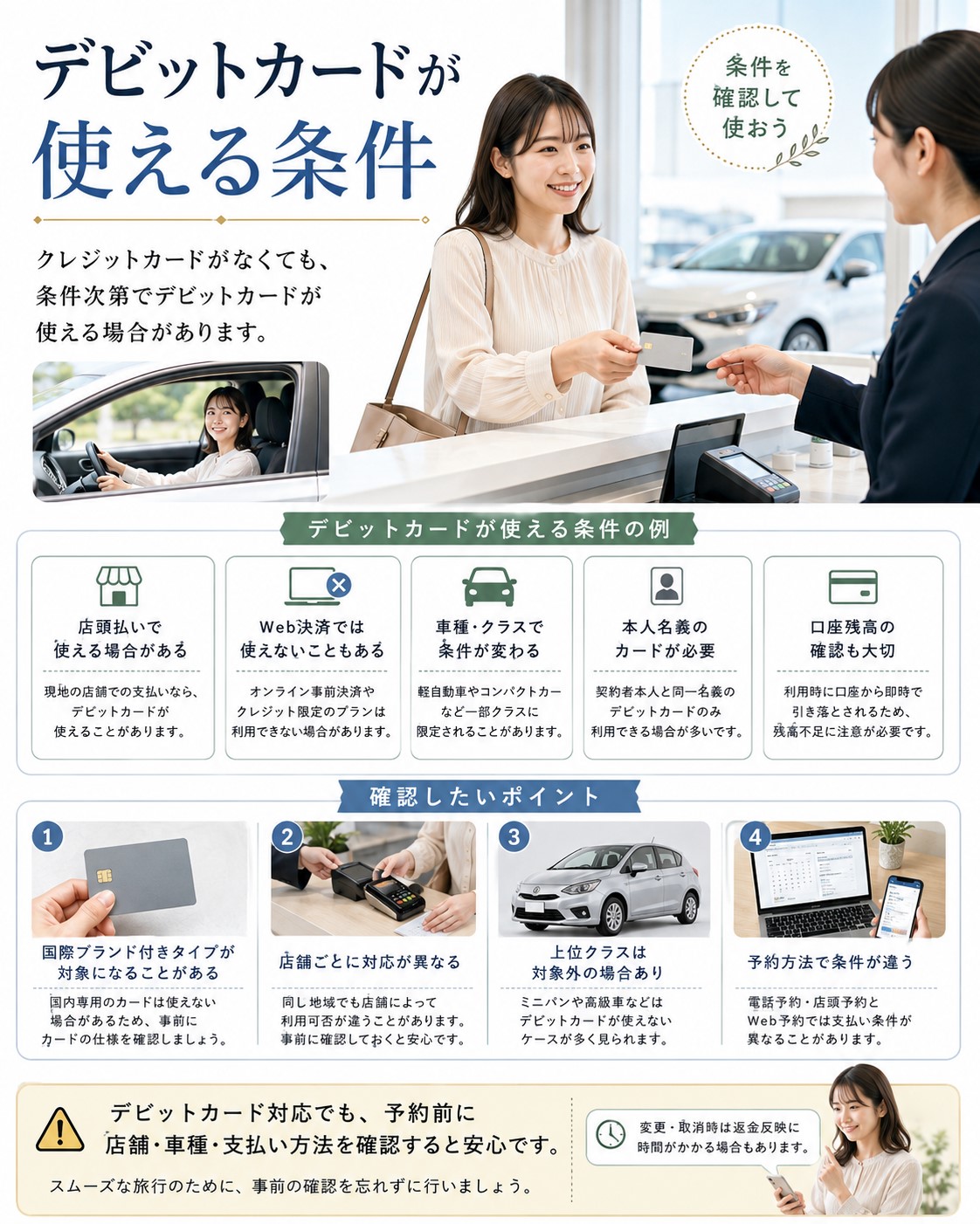 デビットカードが使える条件