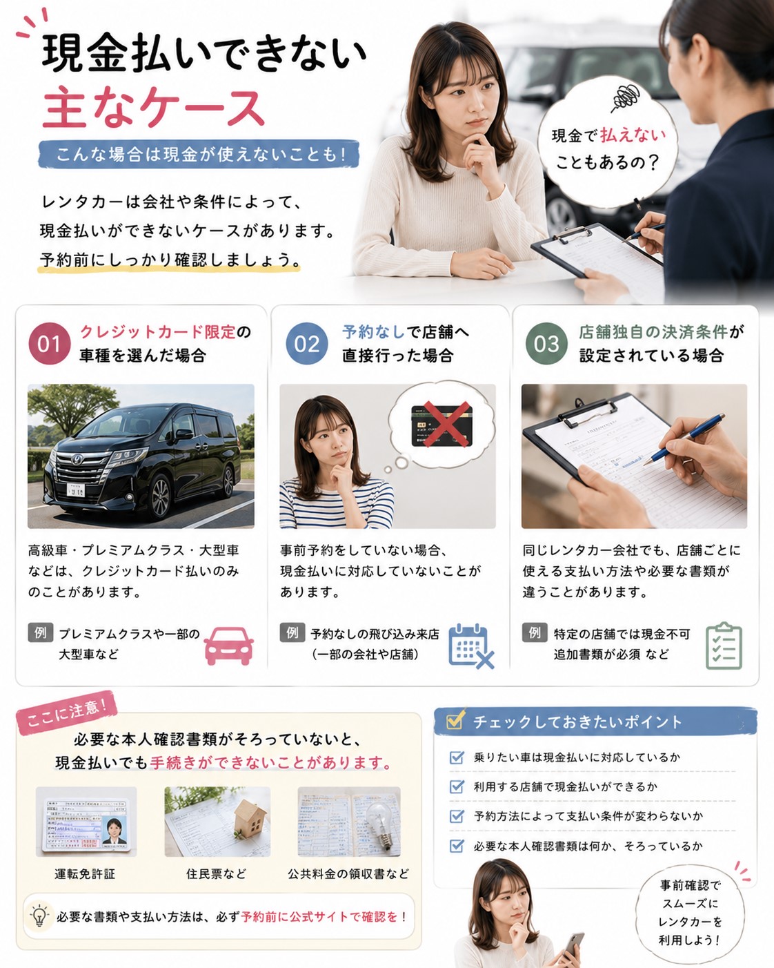 現金払いできない主なケース