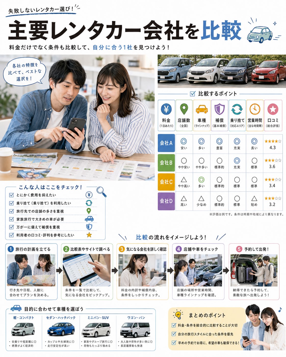 主要レンタカー会社を比較