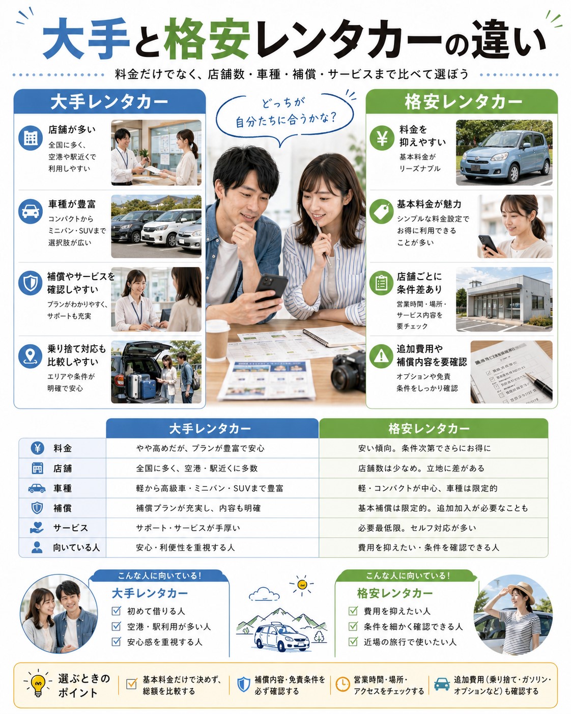 大手と格安レンタカーの違い