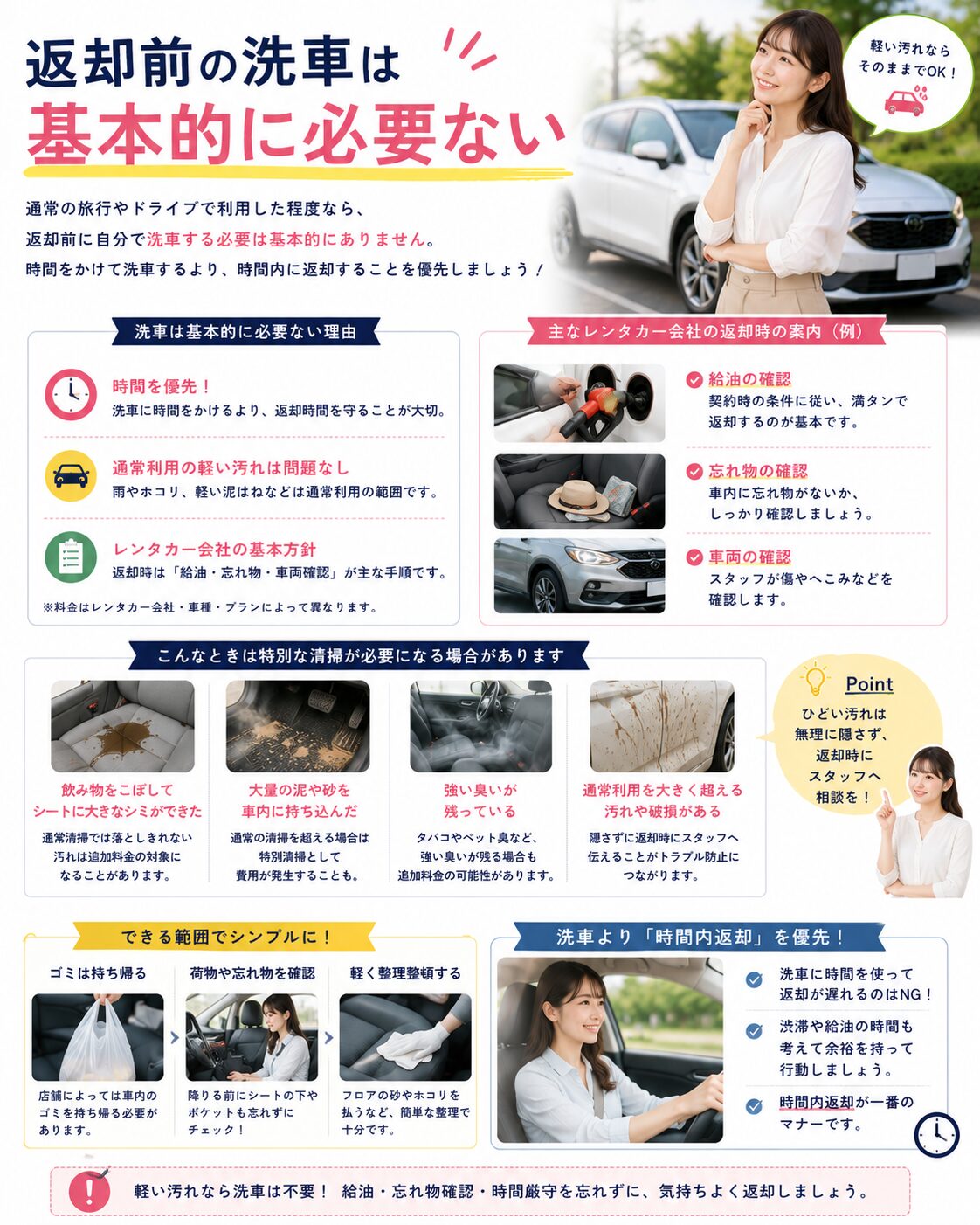返却前の洗車は基本的に必要ない