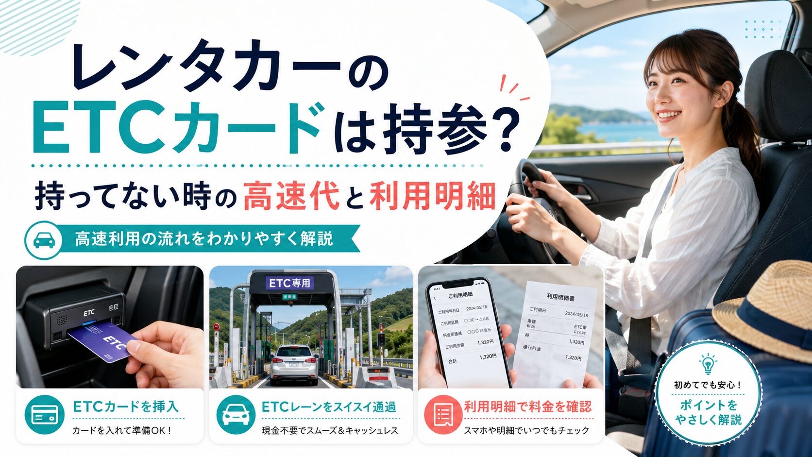 レンタカーのETCカードは持参？持ってない時の高速代と利用明細