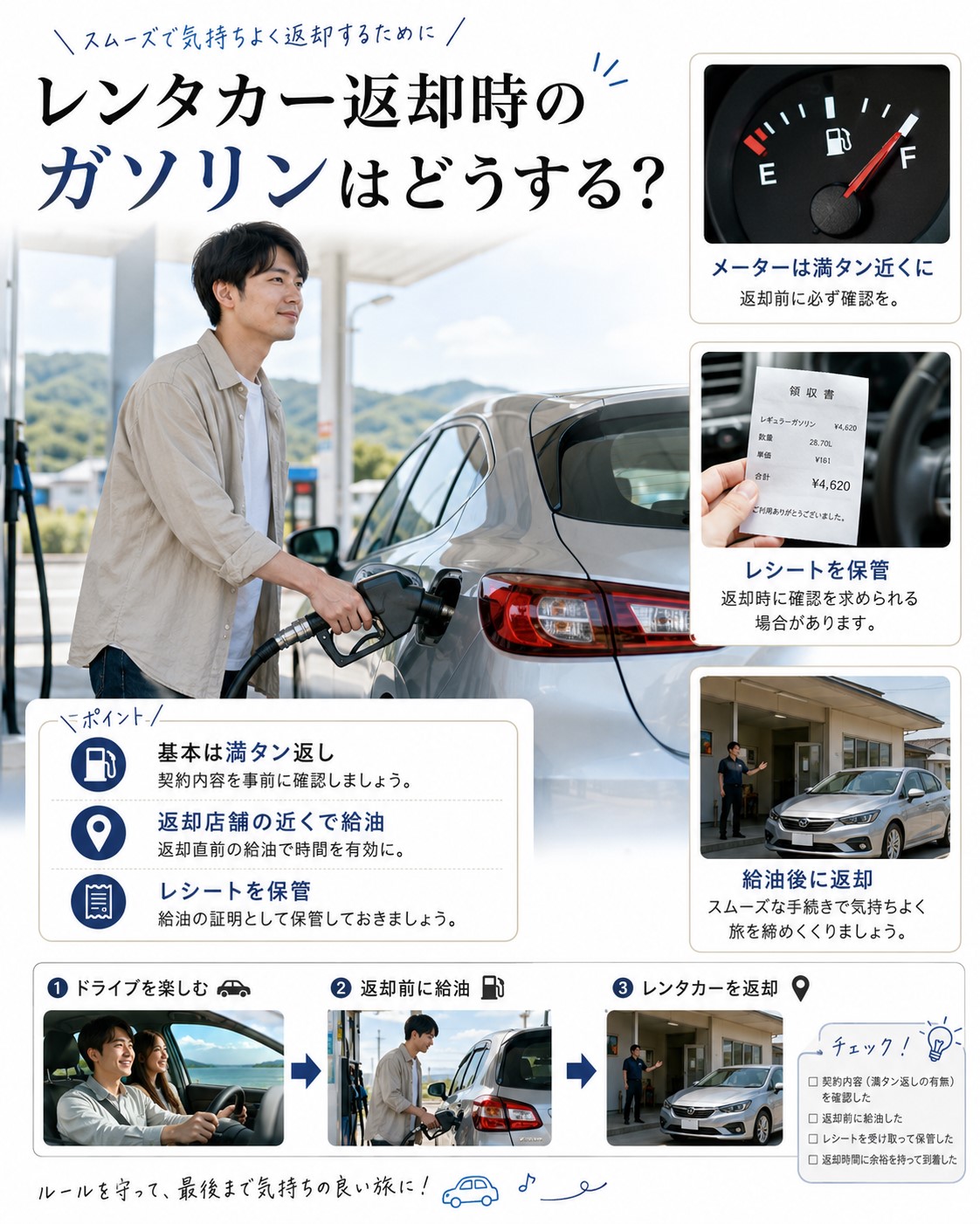 レンタカー返却時のガソリンはどうする？