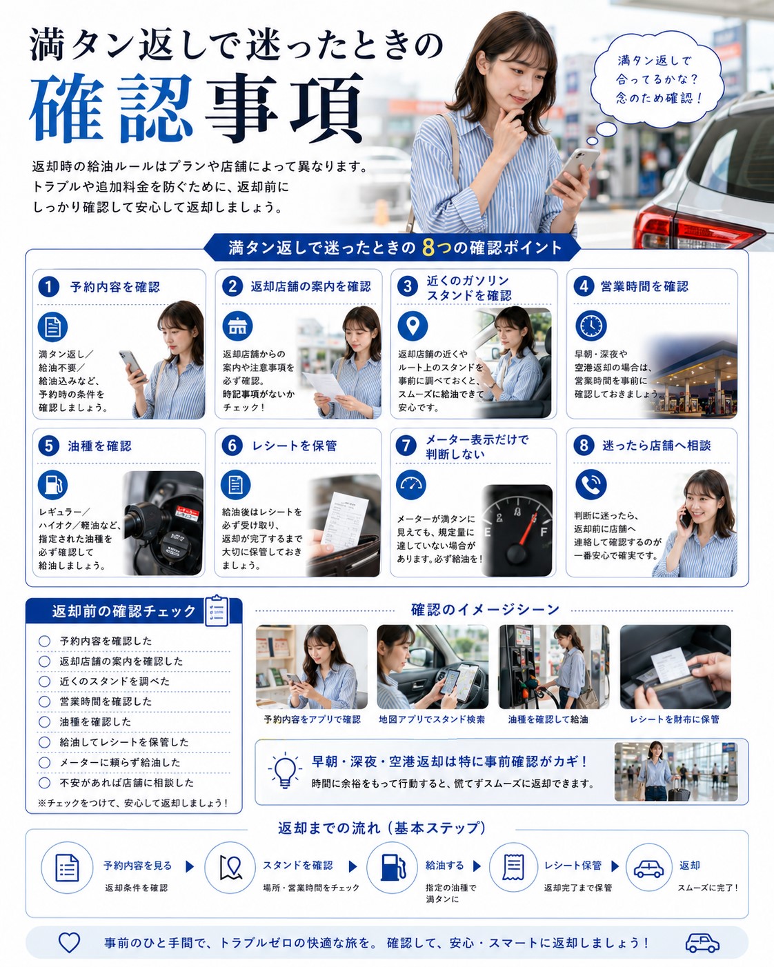 レンタカーのガソリン代はいくら？満タン返し・満タン返し不要と返却時の給油を解説