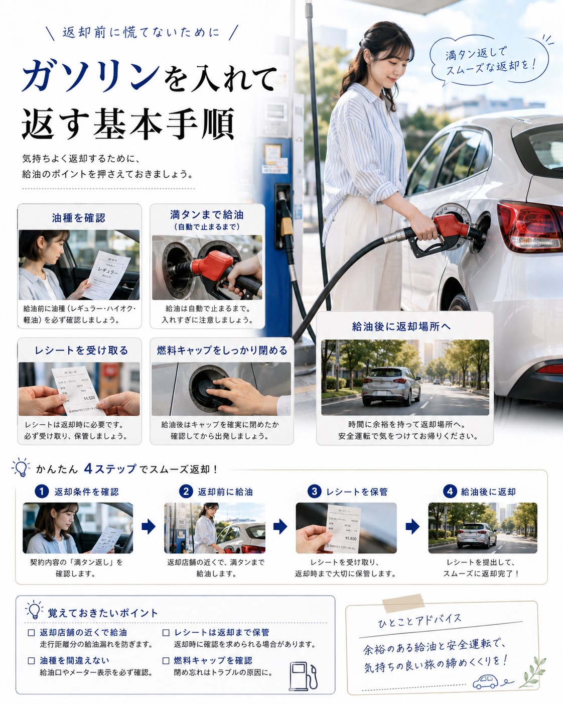 ガソリンを入れて返す基本手順