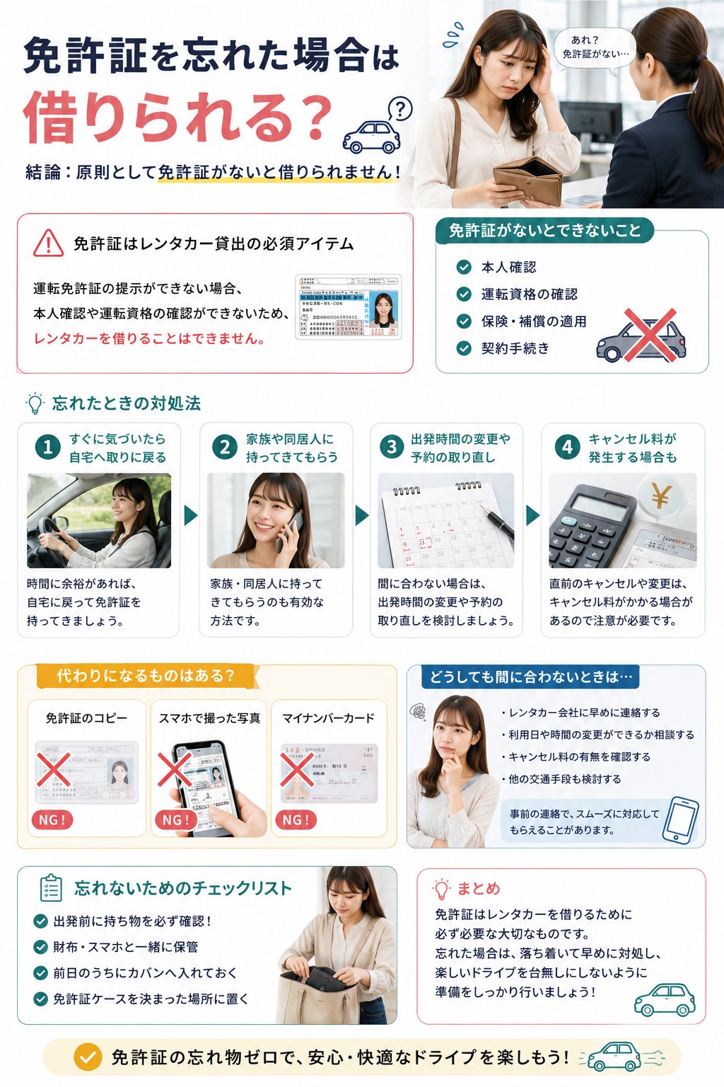 免許証を忘れた場合は借りられる？