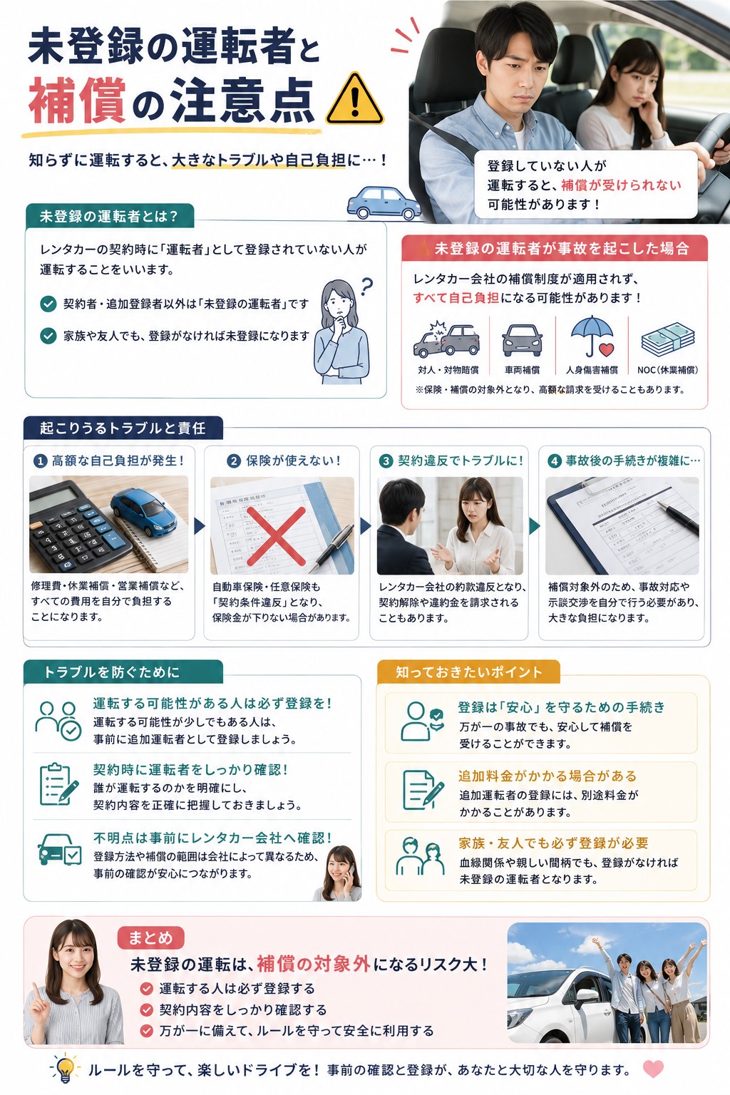 未登録の運転者と補償の注意点