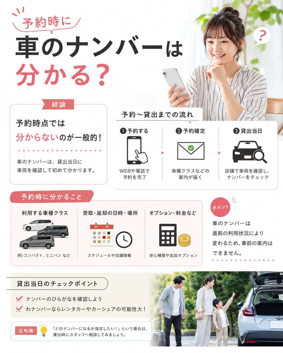予約時に車のナンバーは分かる？