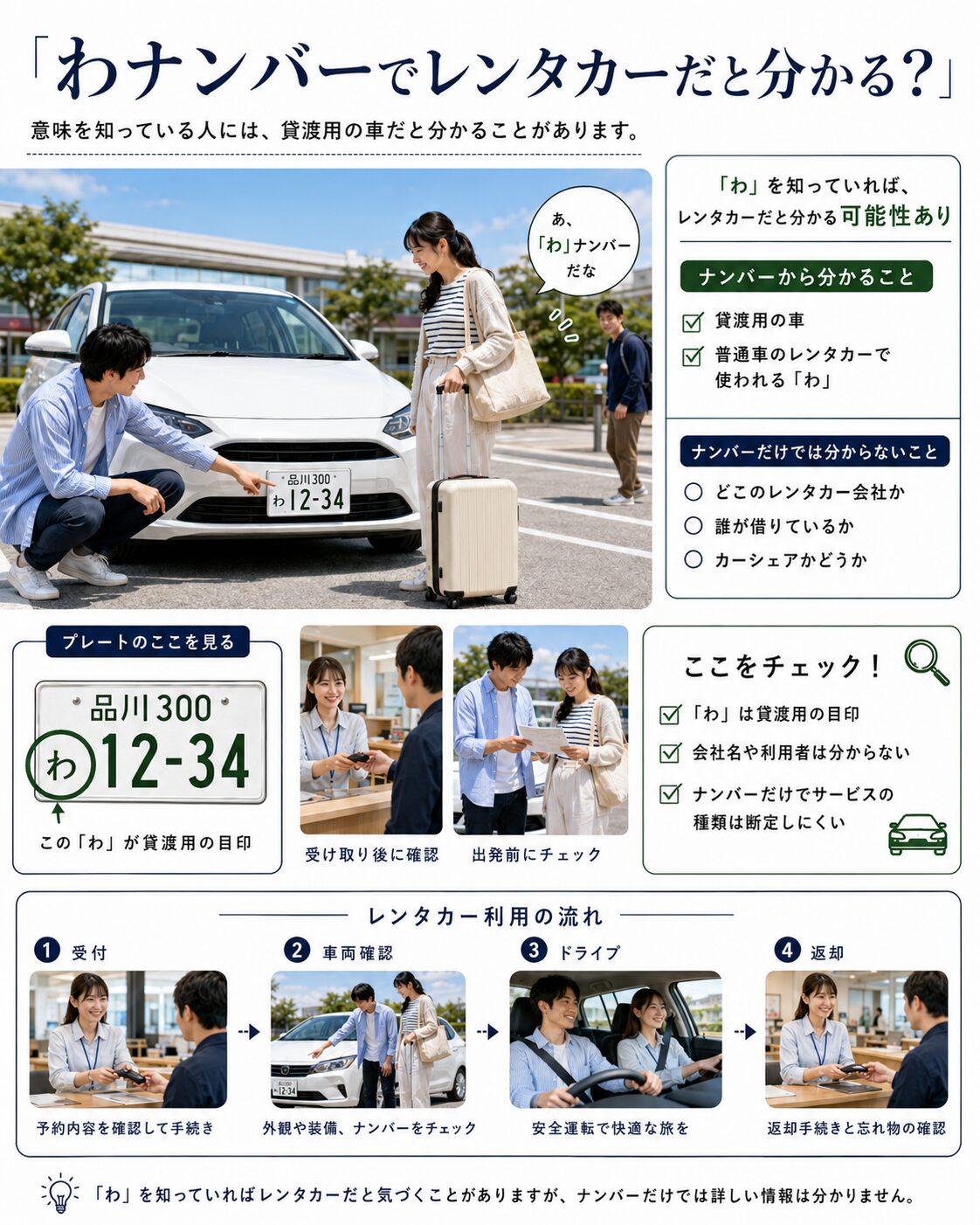 わナンバーでレンタカーだと分かる？