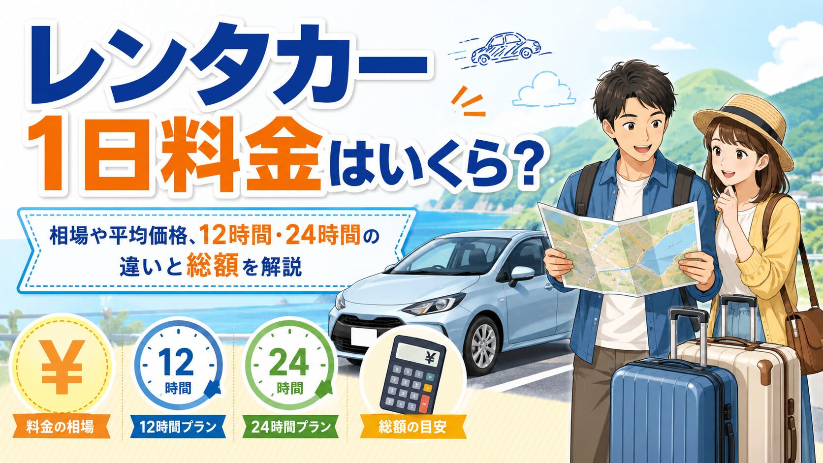 レンタカー1日料金はいくら？相場と平均価格・車種別の目安