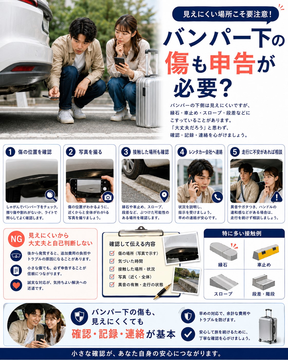 バンパー下の傷も申告が必要？