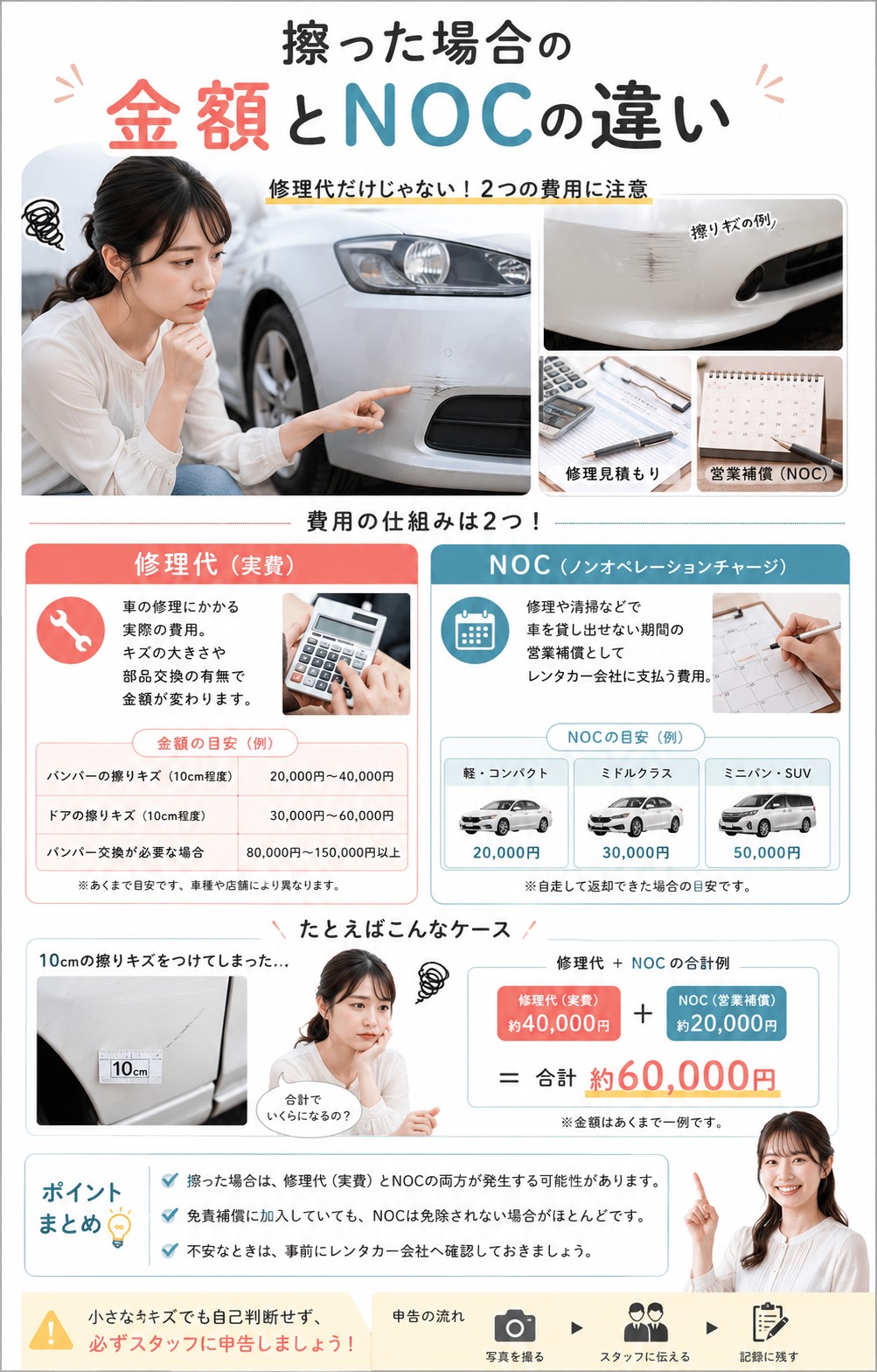 擦った場合の金額とNOCの違い