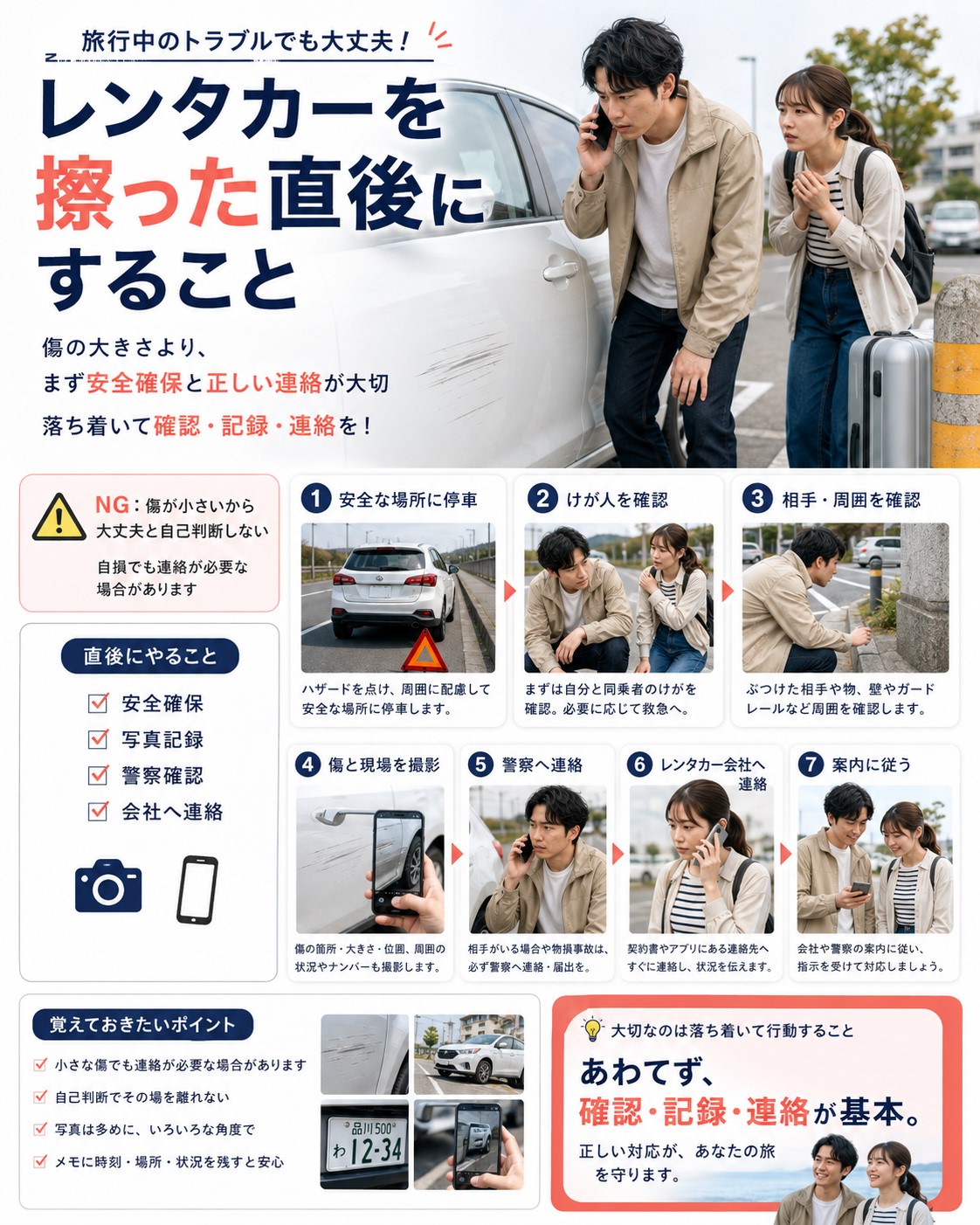 レンタカーを擦った直後にすること