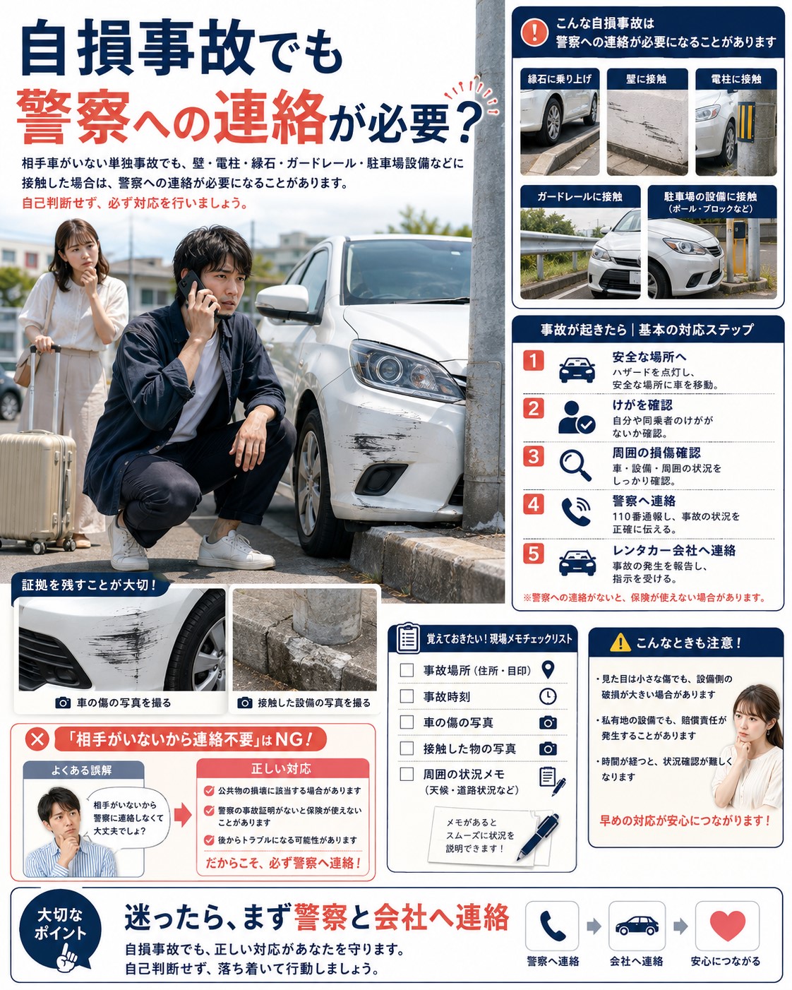 自損事故でも警察への連絡が必要？