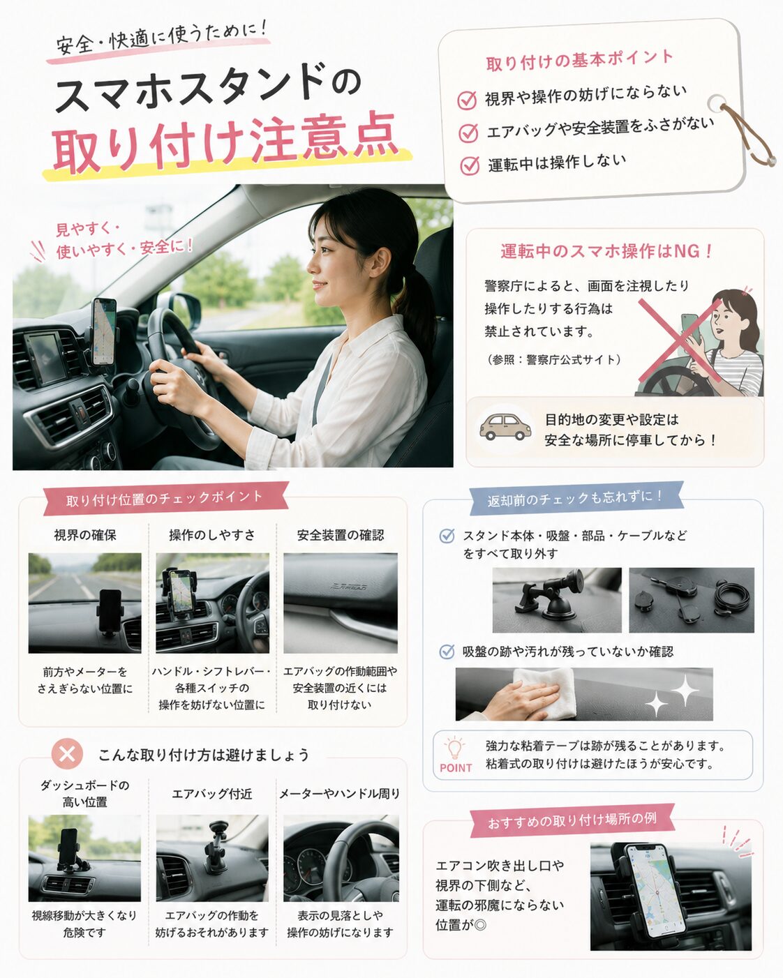 スマホスタンドの取り付け注意点
