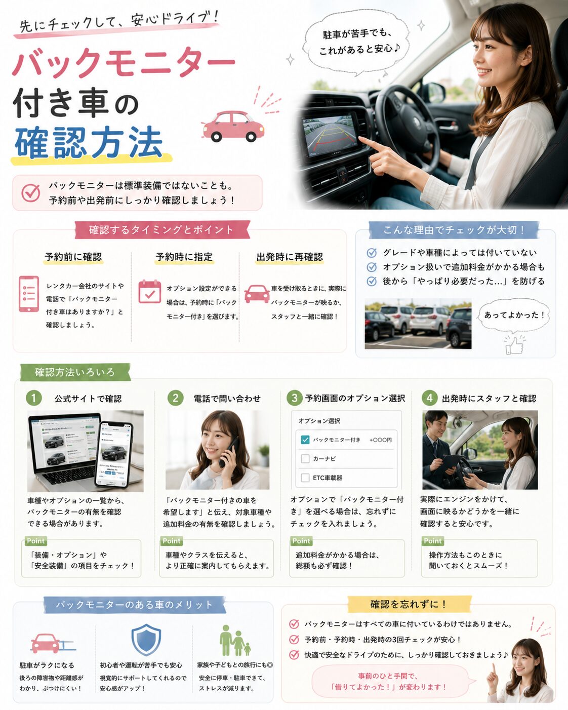 バックモニター付き車の確認方法