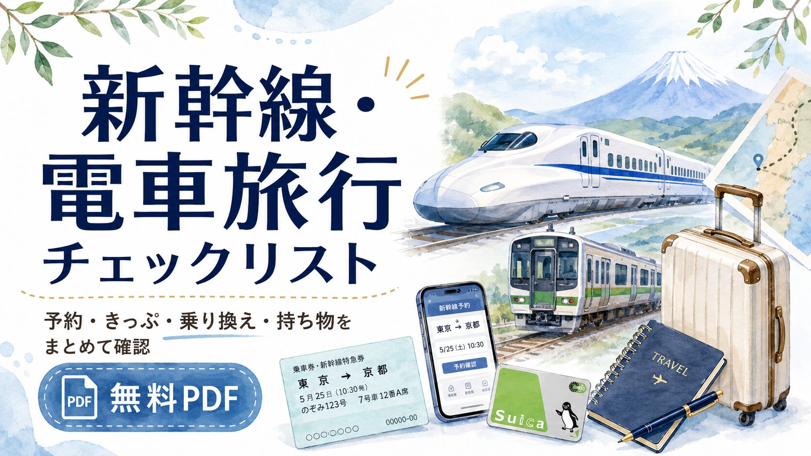 新幹線・電車旅行チェックリスト｜きっぷ・乗り換え・持ち物をまとめて確認【無料PDF】