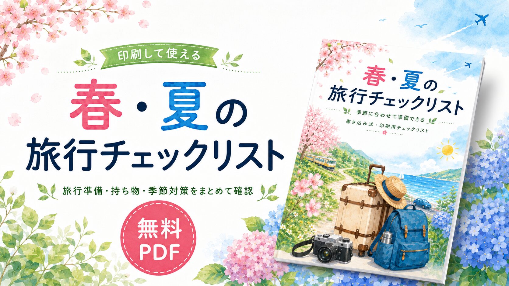 春・夏の旅行チェックリスト｜持ち物・暑さ・梅雨対策を確認【無料PDF】