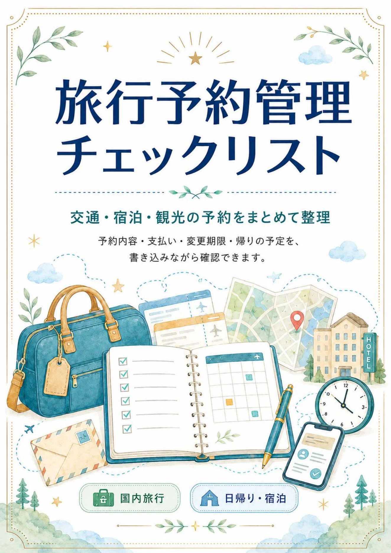 旅行予約管理チェックリスト｜無料PDFダウンロード