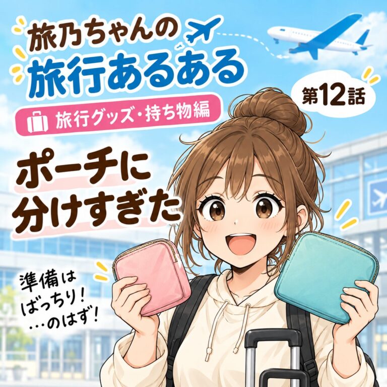 第12話「ポーチに分けすぎた」｜旅乃ちゃんの旅行あるある